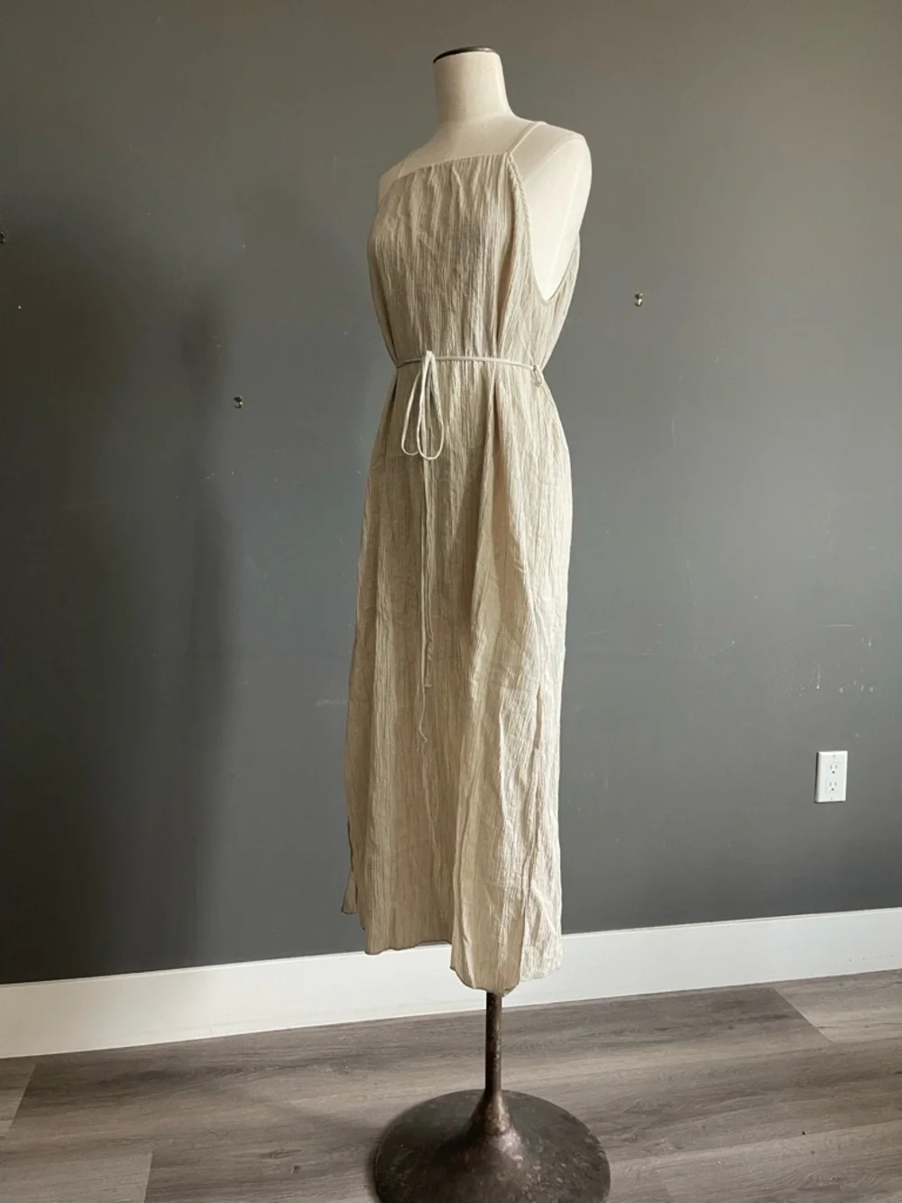 The Handloom Cotton Gauze Midi Dress Neutral Minimal Organic Ethical Ethereal - Picture 4 of 9
